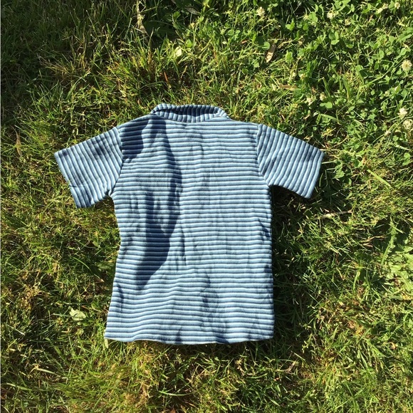 Kate Quinn Boys Blue Striped Ribbed Button Down Shirt Patch Pockets Size 5 years - Picture 3 of 3